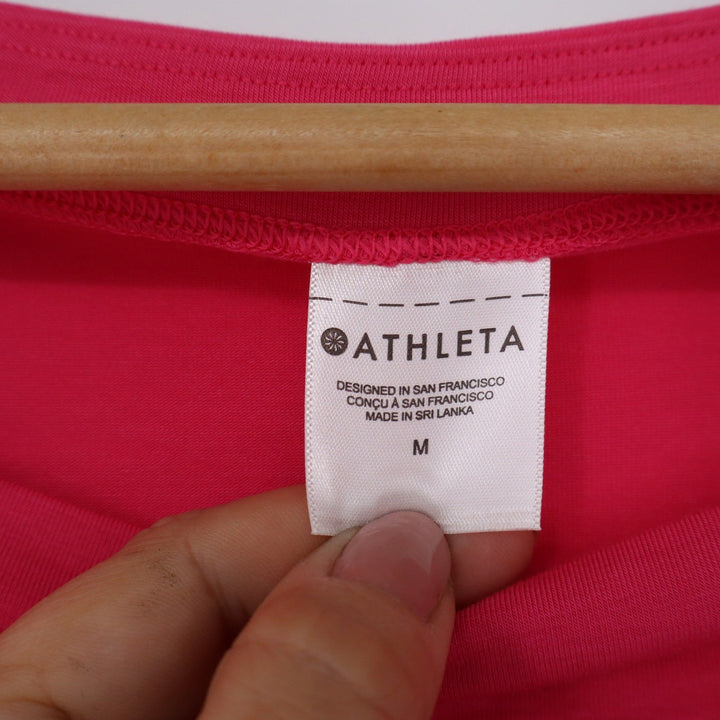 Athleta Pink Boat Neck Long Sleeve Top Cinched Side Tie Cropped Relaxed Medium