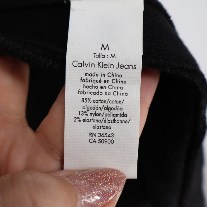 Calvin Klein Jeans Striped Open Front Cardigan Sweater Black Size M