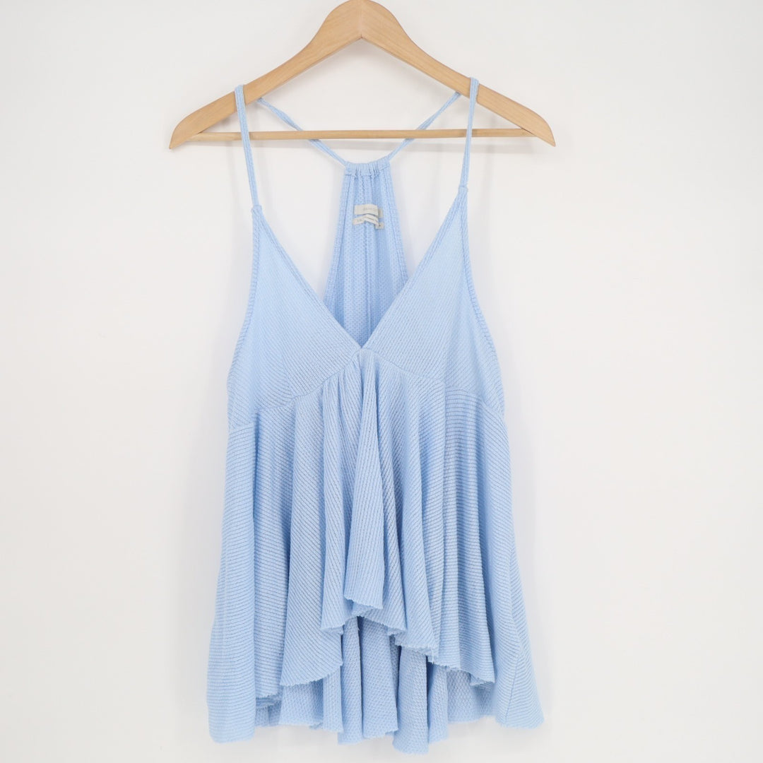 Urban Outfitters UO Lola Thermal Babydoll Tank Top Women Large Blue Knit Stretch