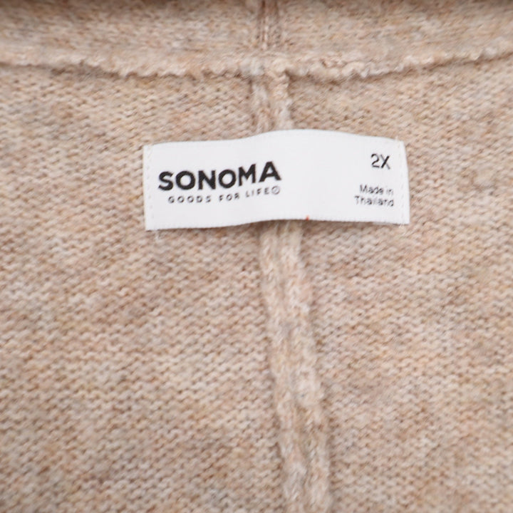 Sonoma Goods For Life Striped V-Neck Cardigan Sweater Beige Black Womens 2X