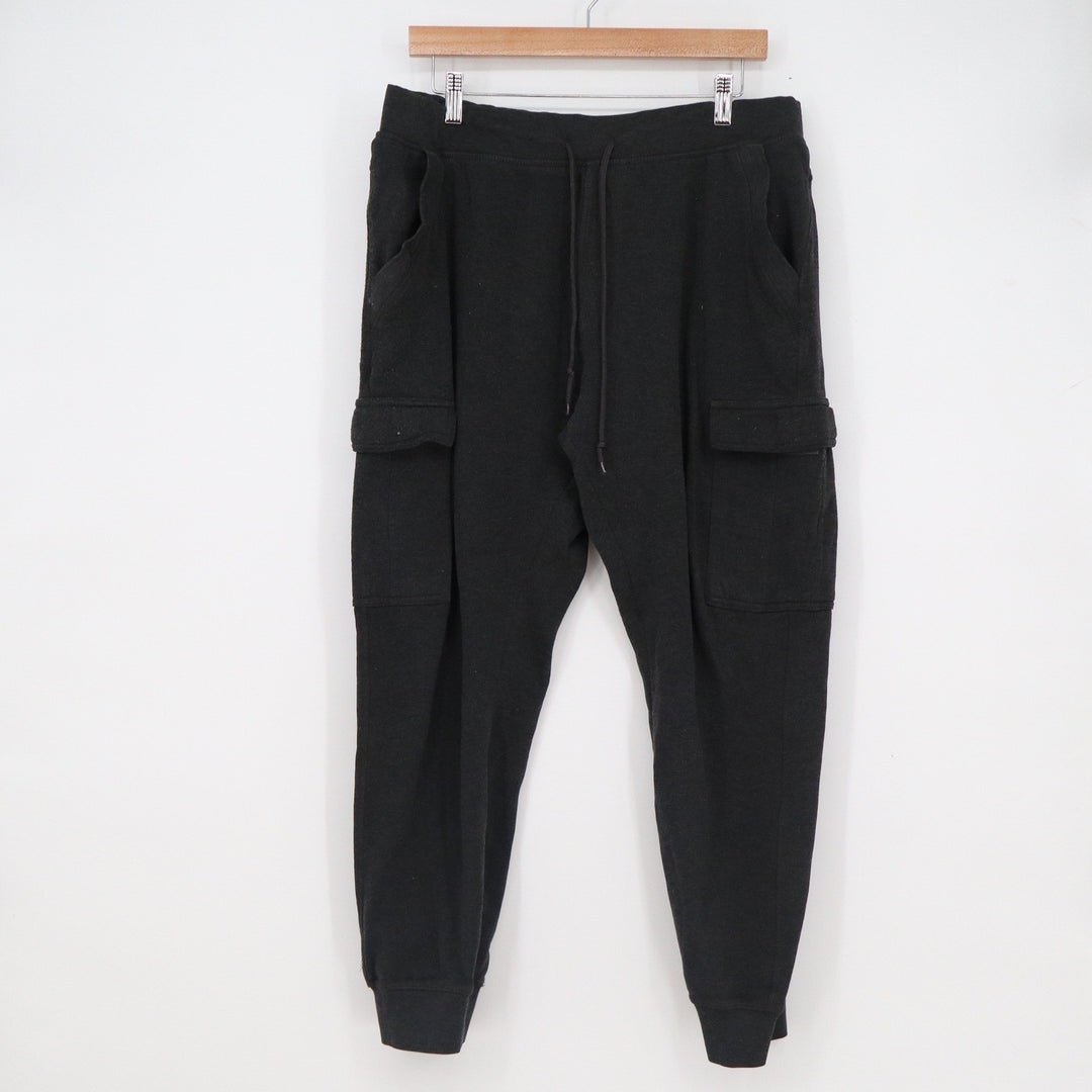 Monument Mens Cargo Jogger Pants Black XL Fleece Lined Drawstring Sweatpants