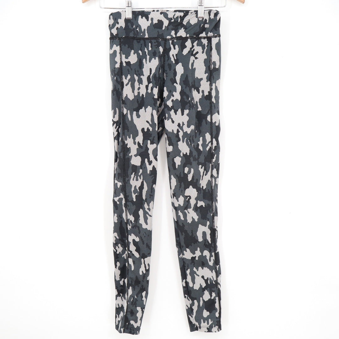 Clover Sport Womens Grey White Camo Honeycomb Athletic Yoga Leggings Size Small