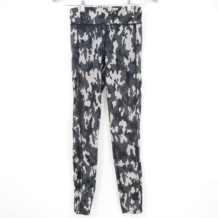Clover Sport Womens Grey White Camo Honeycomb Athletic Yoga Leggings Size Small