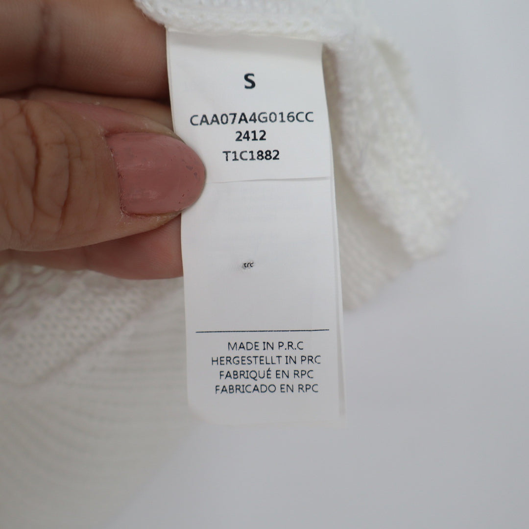 Cupshe Womens White Pointelle Knit Sleeveless Sweater Top Crew Neck Size S