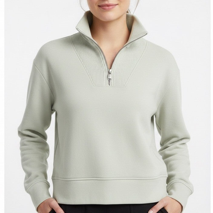 Athleta Retroplush Revive Sweatshirt Womens 2XS Sage Green Half Zip Fleece Lined