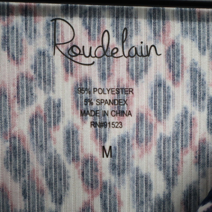 Roudelain Pajamas Top Womens Medium Multi Leopard Print Notch Collar Long Sleeve