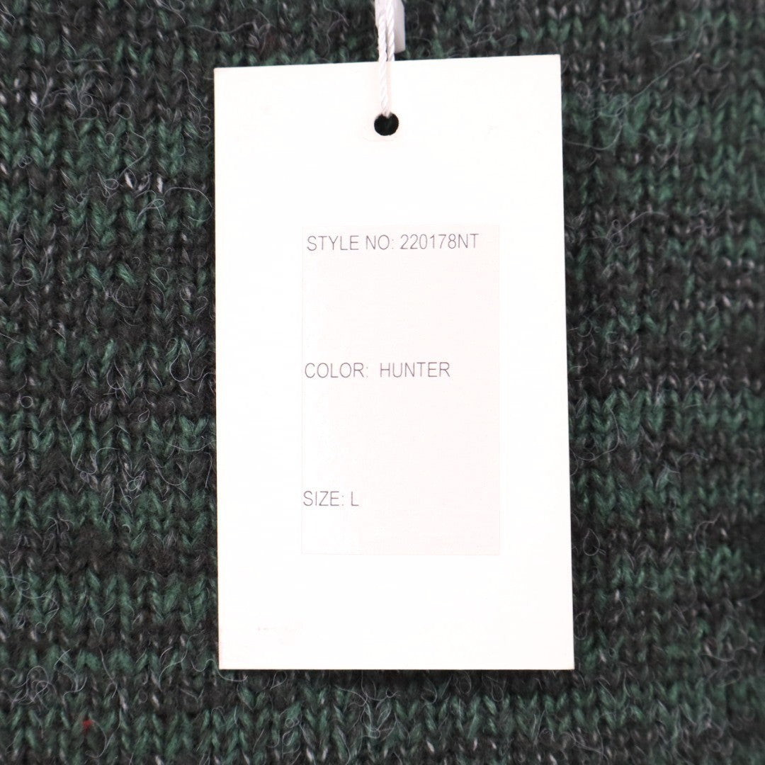 Michelle Nicole Sweater Womens Large Green Knitted Faux Fur Pom Pom Crew Neck