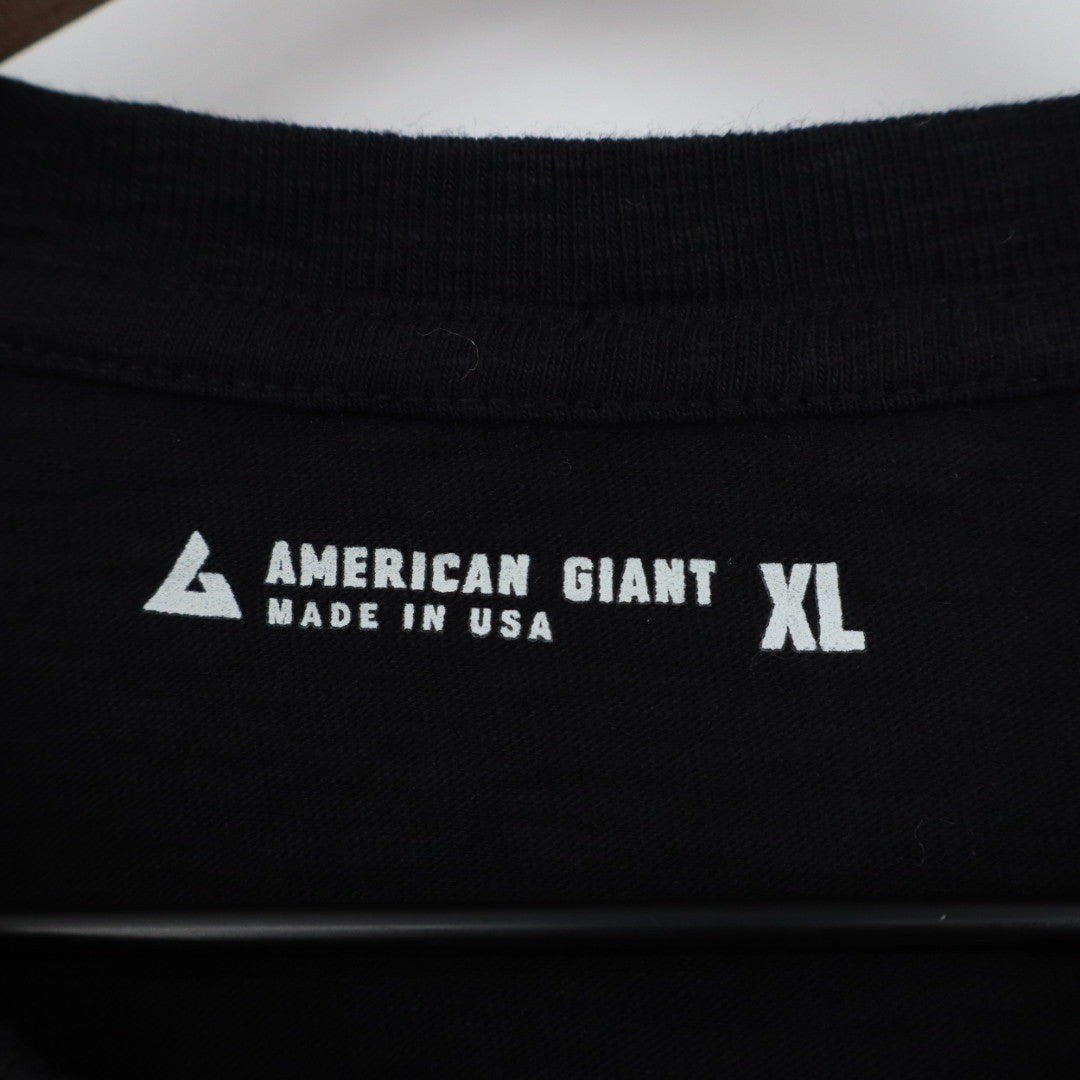 AMERICAN GIANT Black Cotton Crew Neck T Shirt Made in USA XL