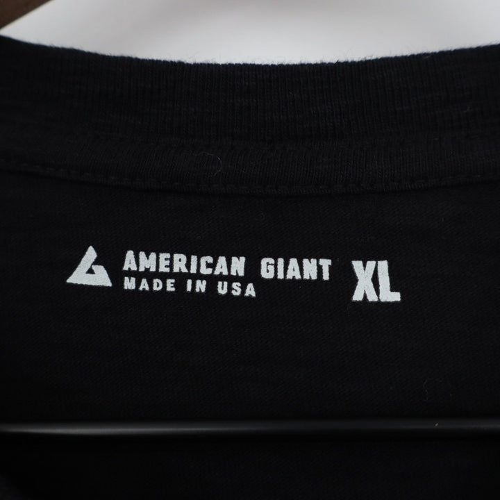 AMERICAN GIANT Black Cotton Crew Neck T Shirt Made in USA XL