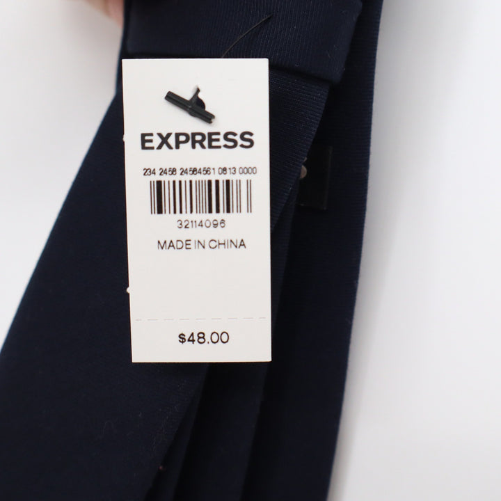 Express Mens Navy Blue Solid Slim Necktie Formal Business New