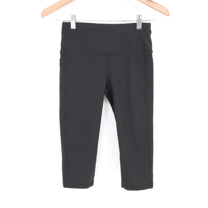 DSG Womens Momentum Crop Leggings Pure Black High Rise Side Pockets XS