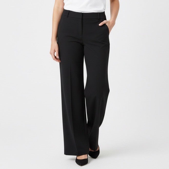 Ann Taylor Modern Chino Pants Womens 14 Black Low Rise Welt Pockets Wide Leg