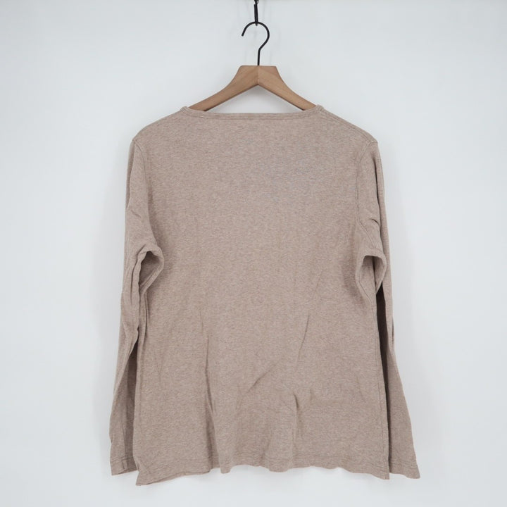 Duluth Trading T-Shirt Womens L Beige Knit Cotton Crew Neck Long Sleeve Pullover