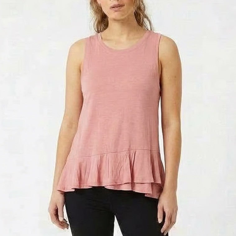 American Eagle Outfitters Tank Top Women Large Blush Cotton Flare Hem Round Neck