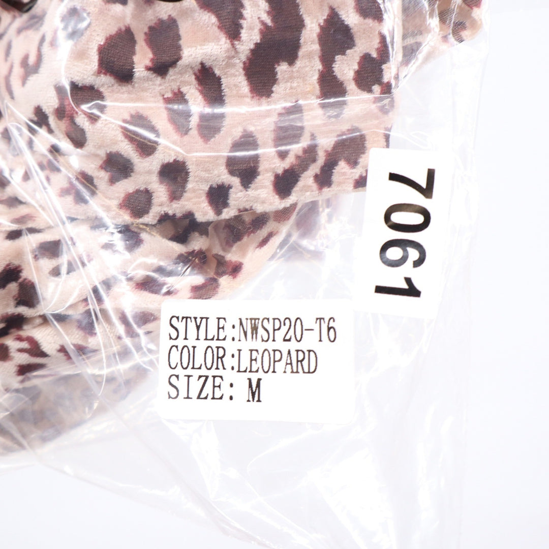 Naked Wardrobe The Statement Leopard Print Crop Top Long Sleeve Brown M