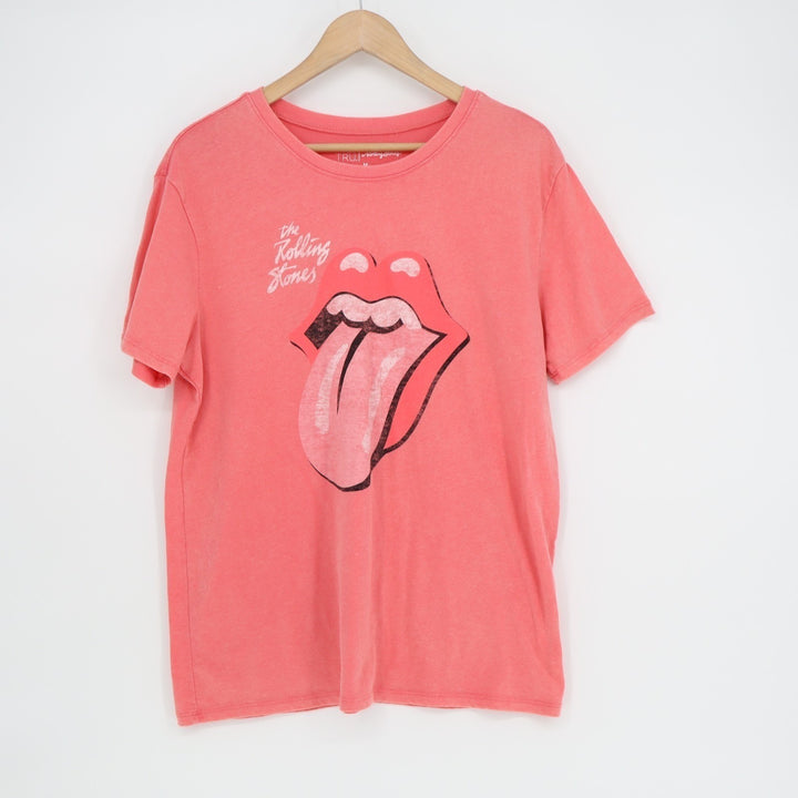 Time And Tru T-Shirt Girls M(8-10) Rose Pink Rolling Stones Graphic Short Sleeve