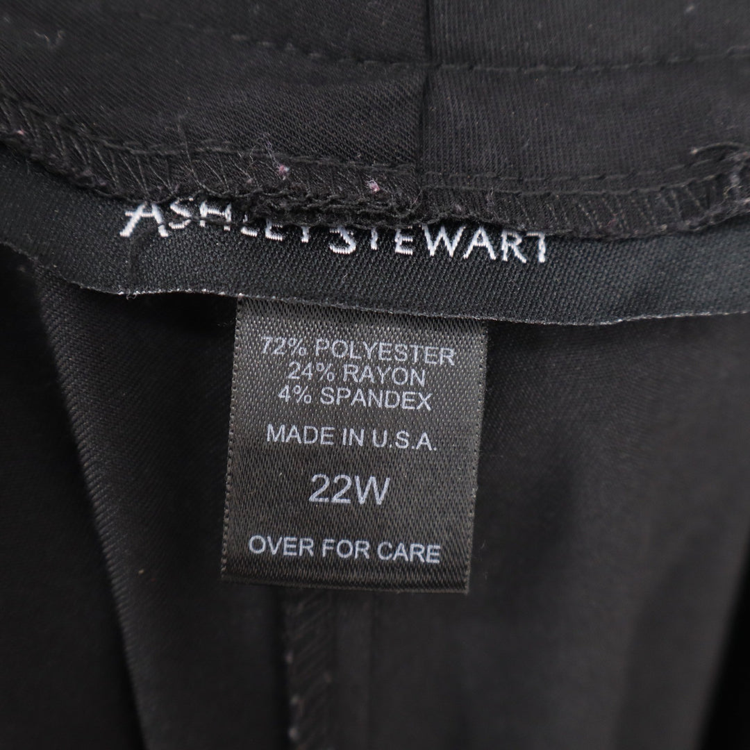 Ashley Stewart Black Dress Pants Plus Size 22W Straight Leg Stretch Trousers USA