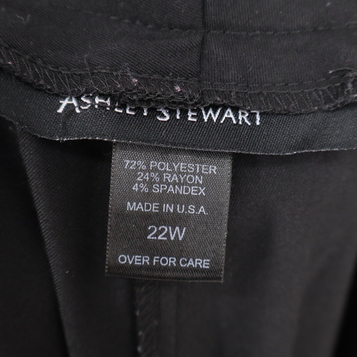 Ashley Stewart Black Dress Pants Plus Size 22W Straight Leg Stretch Trousers USA