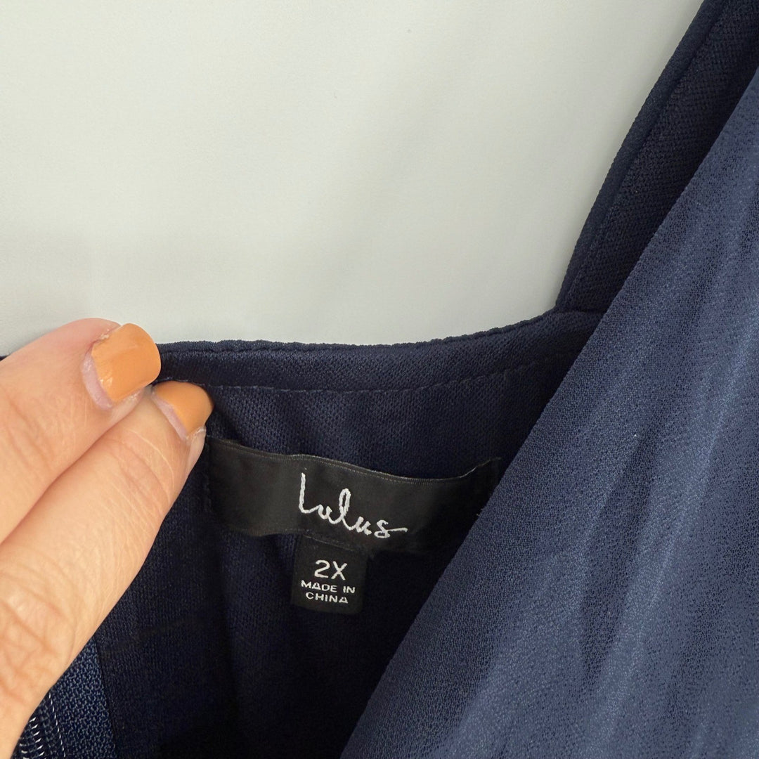 Lulus Tier Elegance Navy Long Sleeve Tiered Maxi Dress Size 2X