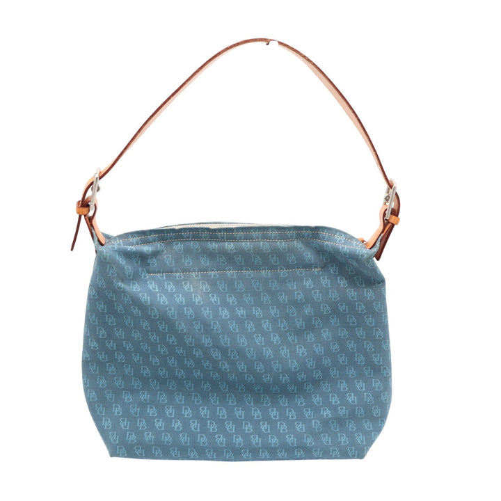 Dooney & Bourke Blue Monogram Fabric Hobo Shoulder Bag Leather Trim