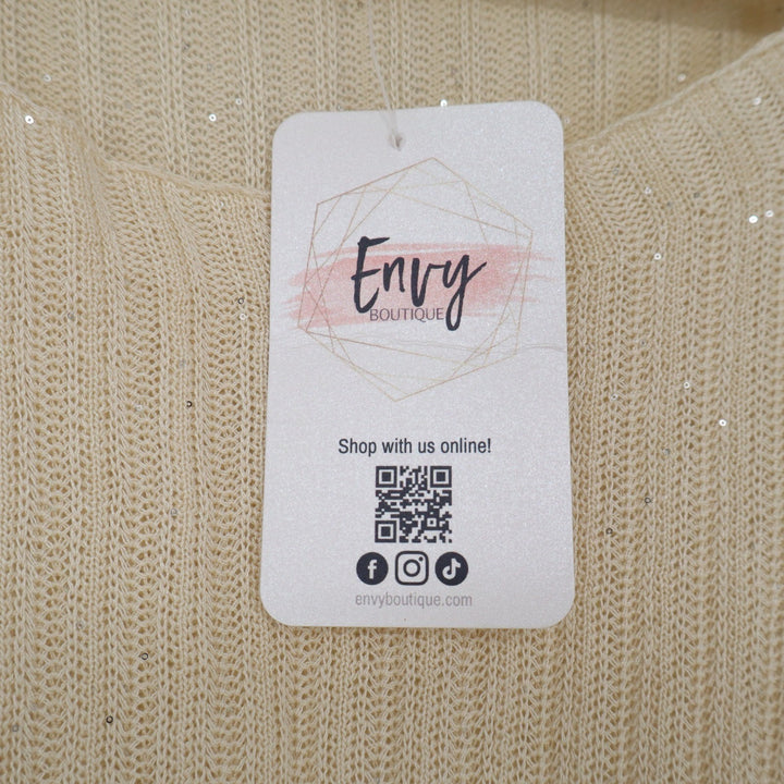 Like Love Ivory Ribbed Sequin Knit Sleeveless Top Small