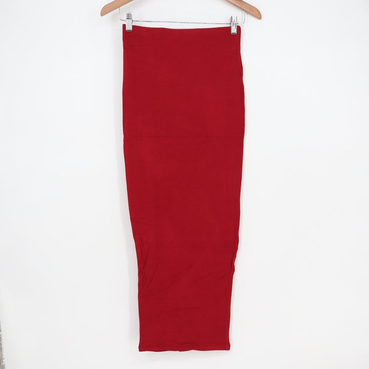 Naked Wardrobe Red Bodycon Maxi Skirt Size Medium Stretch Viscose
