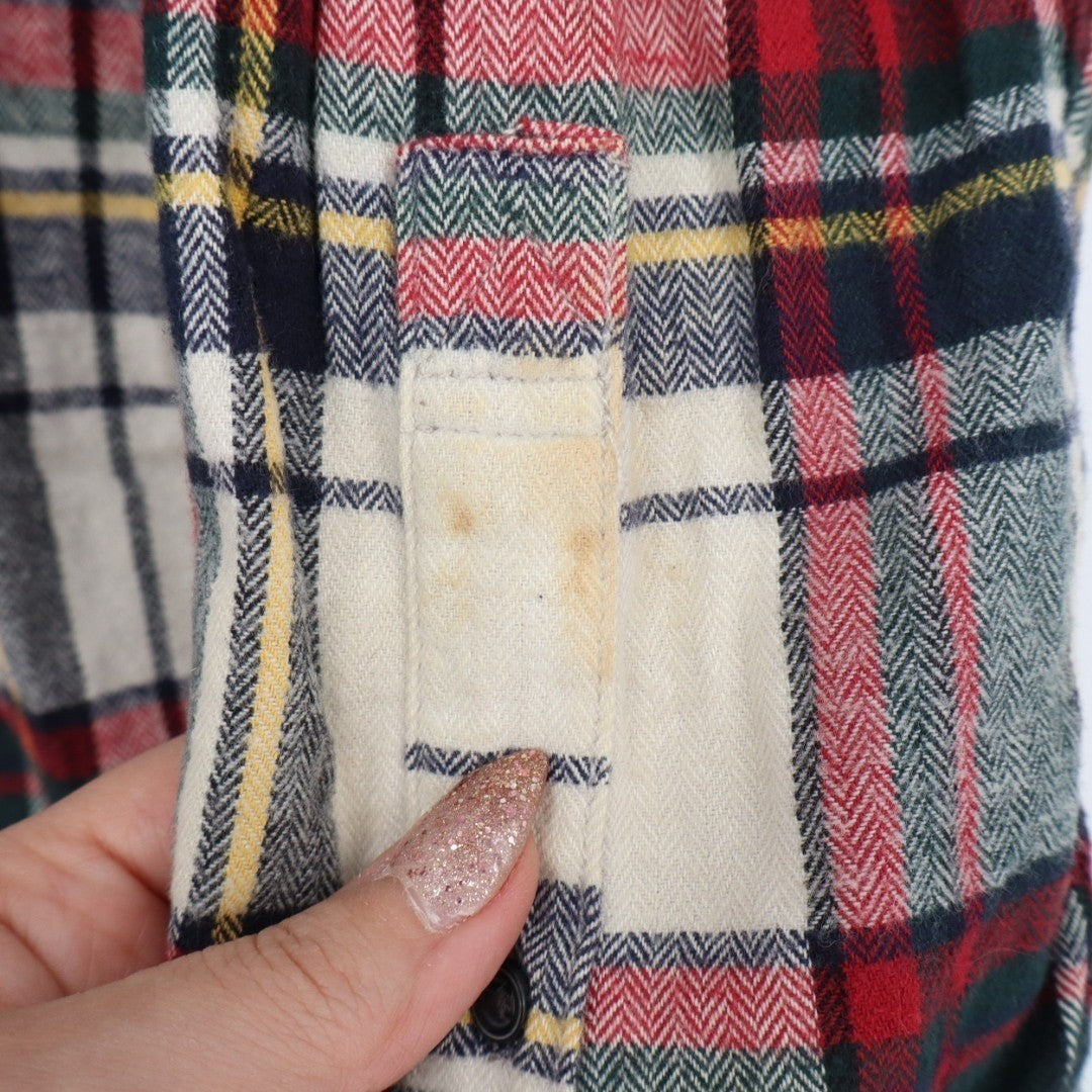 Eddie Bauer Flannel Shirt Mens Large Multi Plaid Cotton Spread Collar Button Up