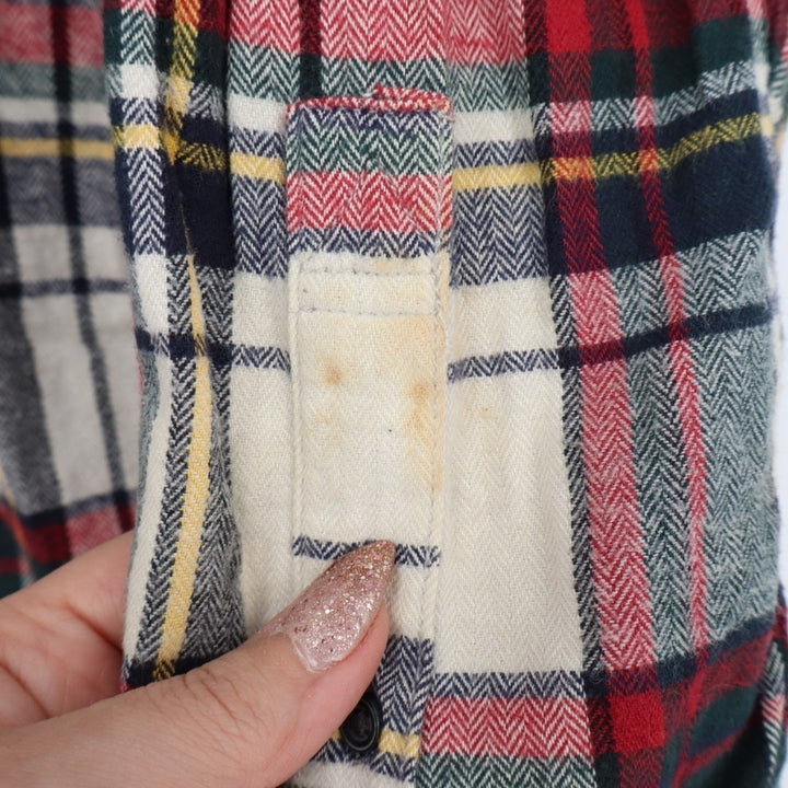 Eddie Bauer Flannel Shirt Mens Large Multi Plaid Cotton Spread Collar Button Up