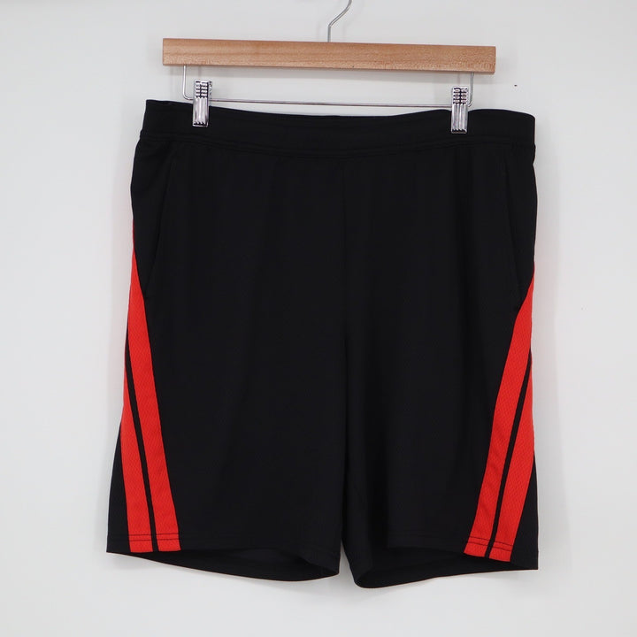 All in Motion Mens Black Red Striped Athletic Mesh Gym Shorts Size Medium