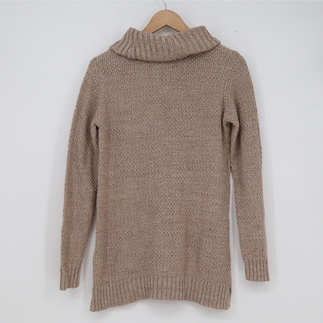 Hilary Radley Womens Cowl Neck Sweater Taupe Marl Cotton Blend Knit S