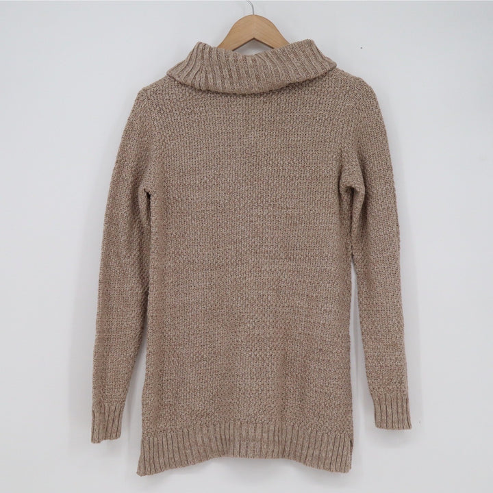 Hilary Radley Womens Cowl Neck Sweater Taupe Marl Cotton Blend Knit S