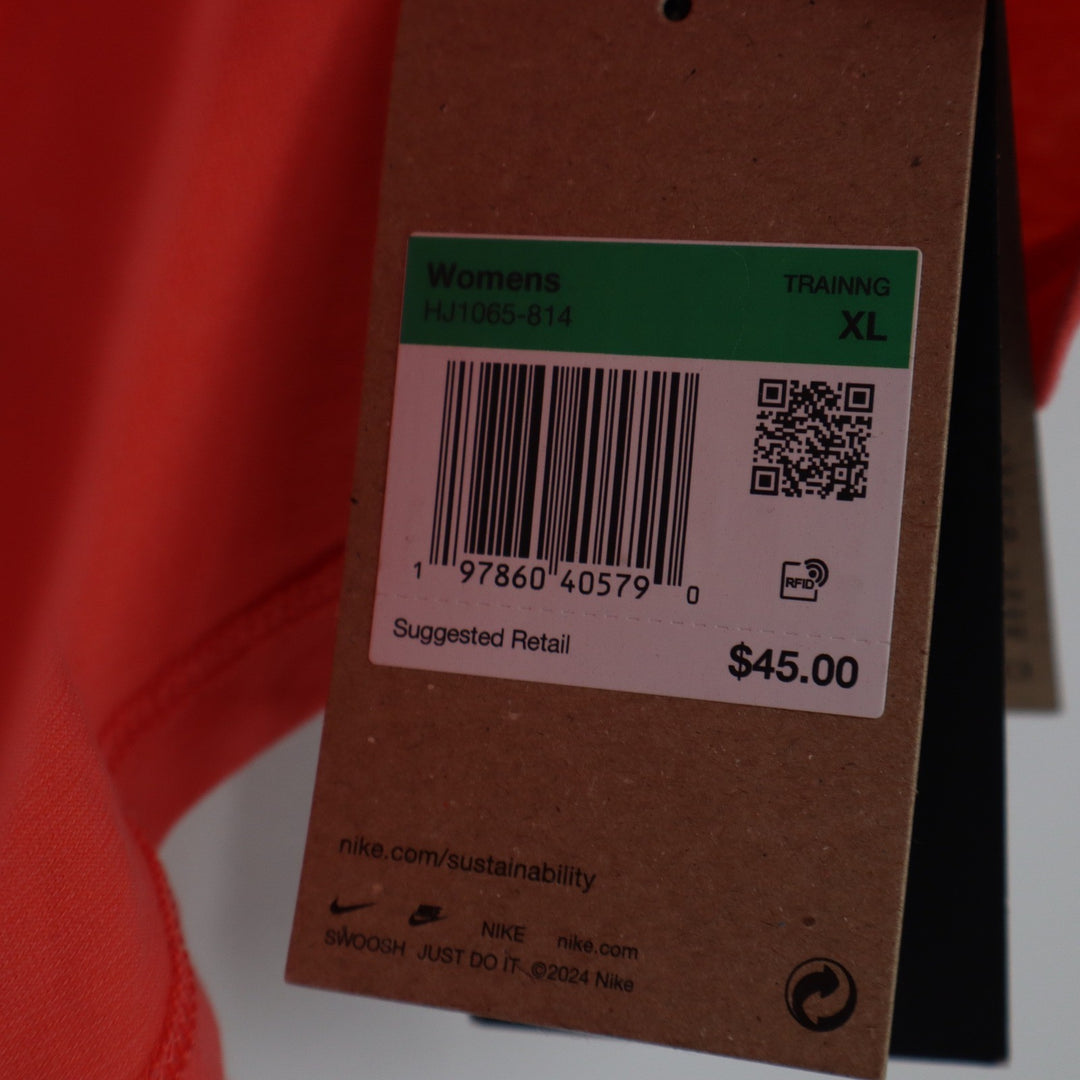 Nike Womens Dri-FIT Boxy Cropped Training Tee Coral Orange XL