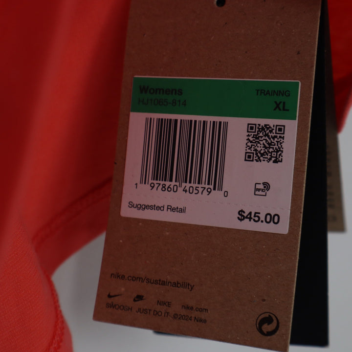 Nike Womens Dri-FIT Boxy Cropped Training Tee Coral Orange XL