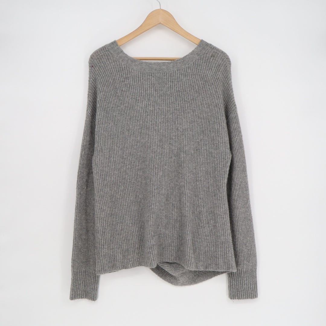 Offline by Aerie Sweater Womens Large Gray Knit Round Neck Twist Hem Pullover
