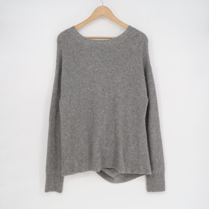 Offline by Aerie Sweater Womens Large Gray Knit Round Neck Twist Hem Pullover