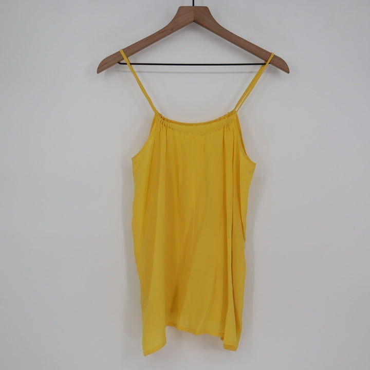 Olivaecous Yellow Silk Spaghetti Strap Camisole Tank Top M