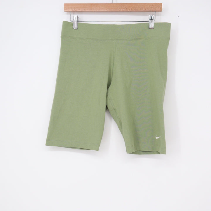 Nike Sportswear Essential Bike Shorts Sage Green Mid Rise Tight Fit Large