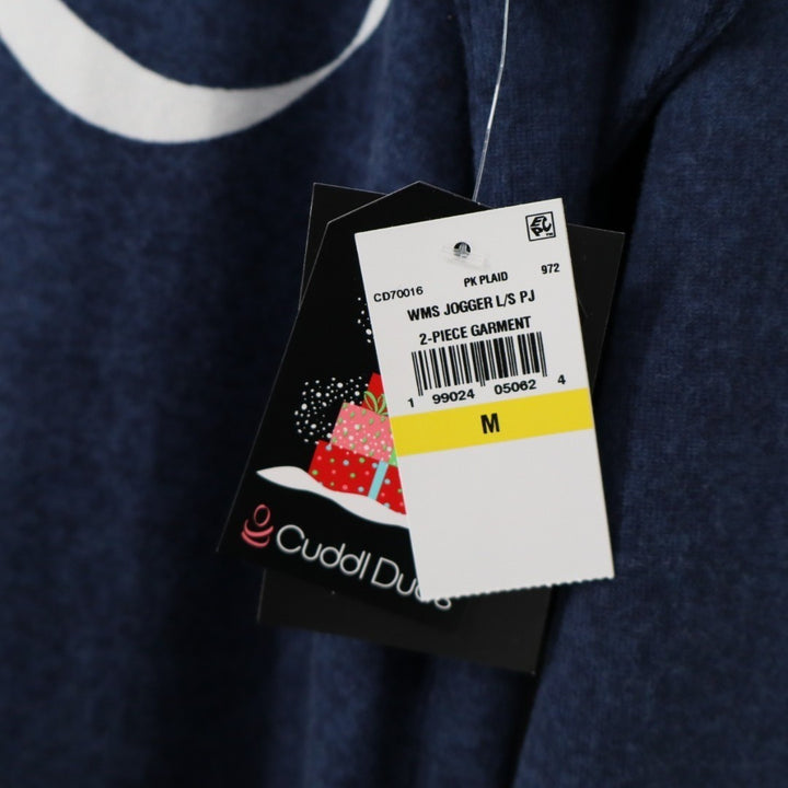 Cuddl Duds Pajama Shirt Womens Medium Blue Bow Print Stretch Raglan Long Sleeve