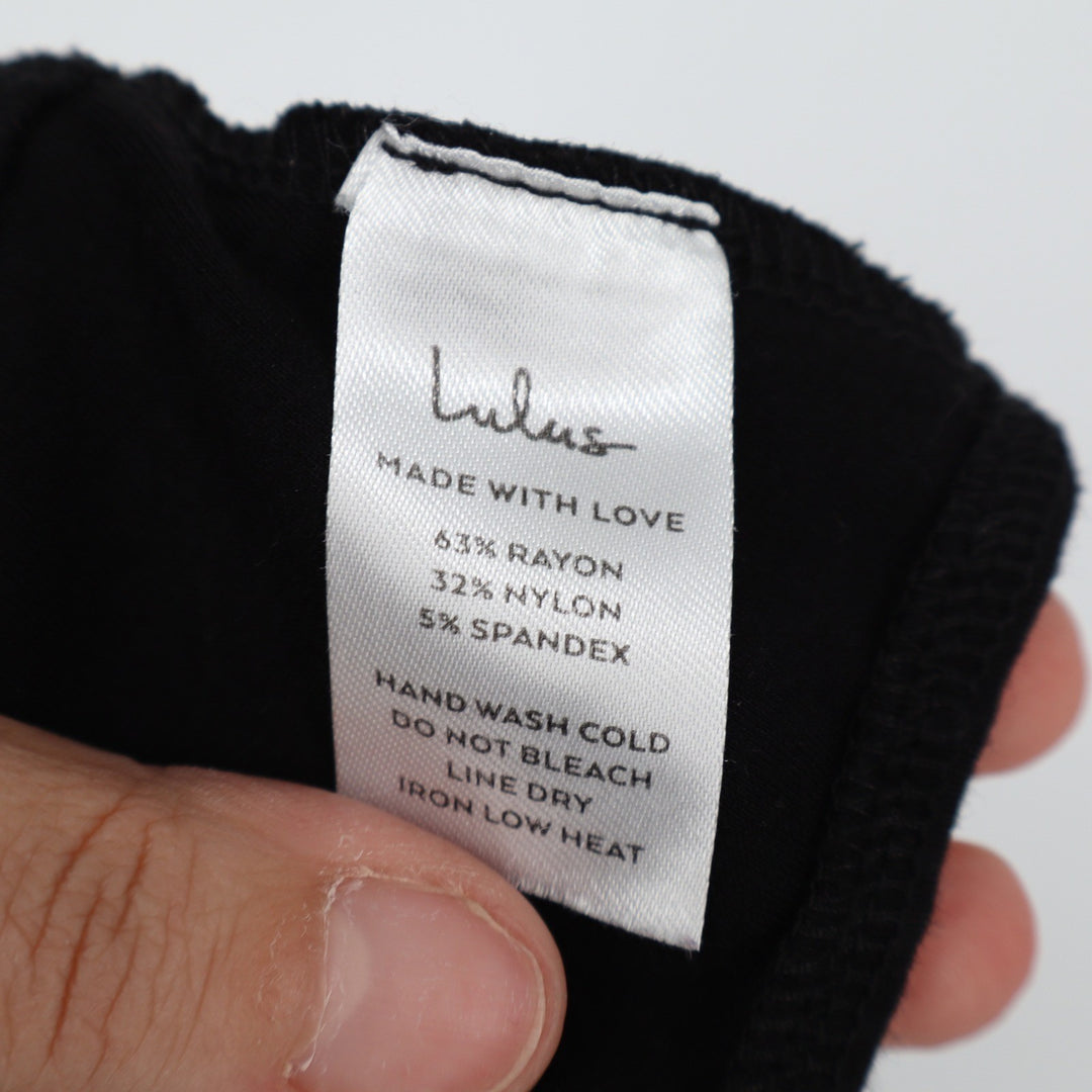 Lulus Black Long Sleeve Open Back Crisscross Thong Bodysuit Small