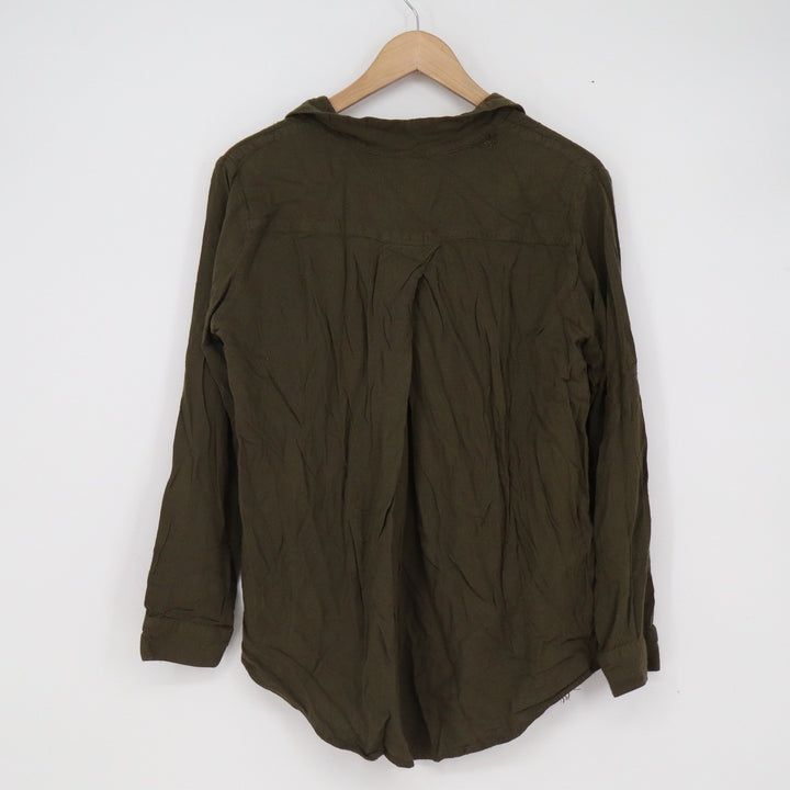 Velvet Heart Olive Green Cashmere Rayon Button Down Shirt Large