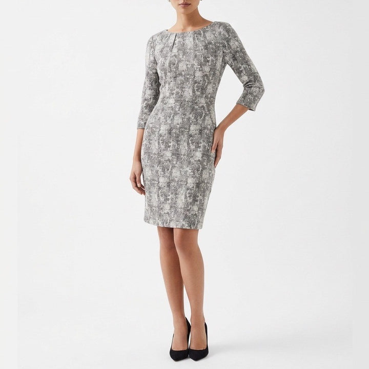 MM.LaFleur Etsuko Sheath Dress Womens 6 Multi Crackle pattern Cotton Stretch