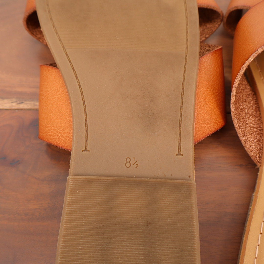 Old Navy Womens Cognac Brown Crisscross Faux Leather Slide Sandals 8.5 Flat