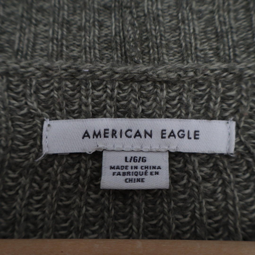 American Eagle Outfitters Cardigan Sweater Womens Large Olive Green Knit Ribbed