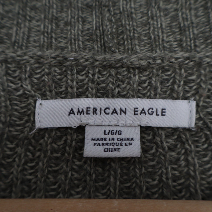 American Eagle Outfitters Cardigan Sweater Womens Large Olive Green Knit Ribbed
