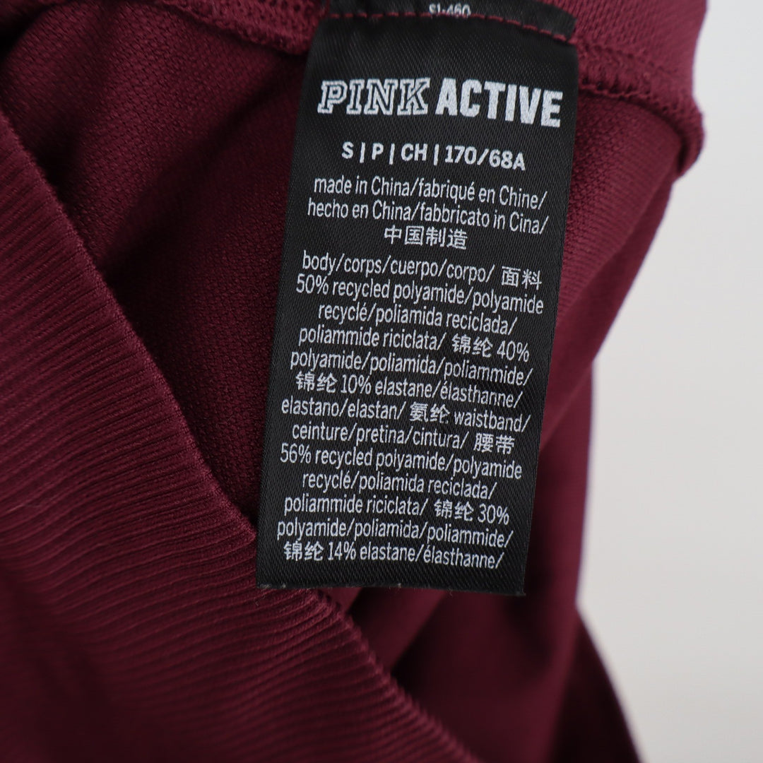 PINK Victoria's Secret Active Seamless Leggings Burgundy Maroon Logo Small SP