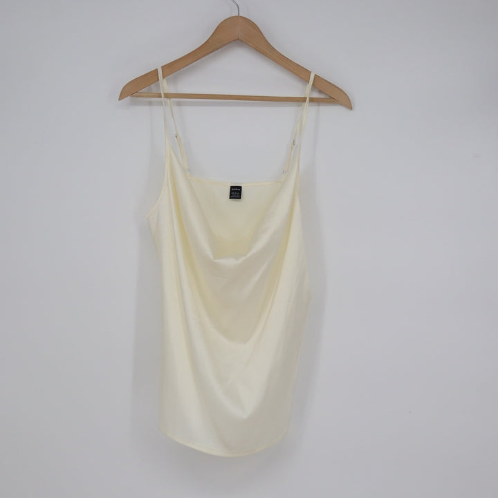 SHEIN Women Cream Satin Cowl Neck Camisole Top Adjustable Straps Size L