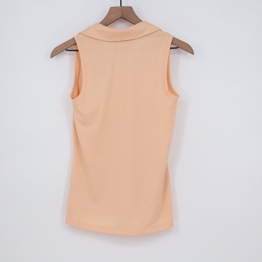 Walter Hagen Clubhouse Scallop Sleeveless Polo Shirt Peach Fuzz Womens XS New