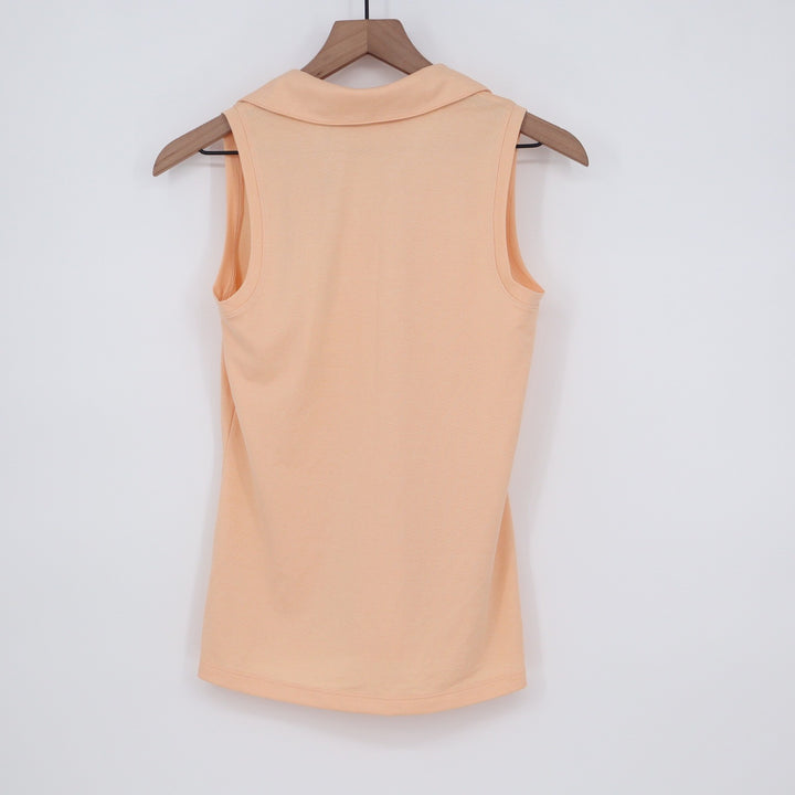 Walter Hagen Clubhouse Scallop Sleeveless Polo Shirt Peach Fuzz Womens XS New