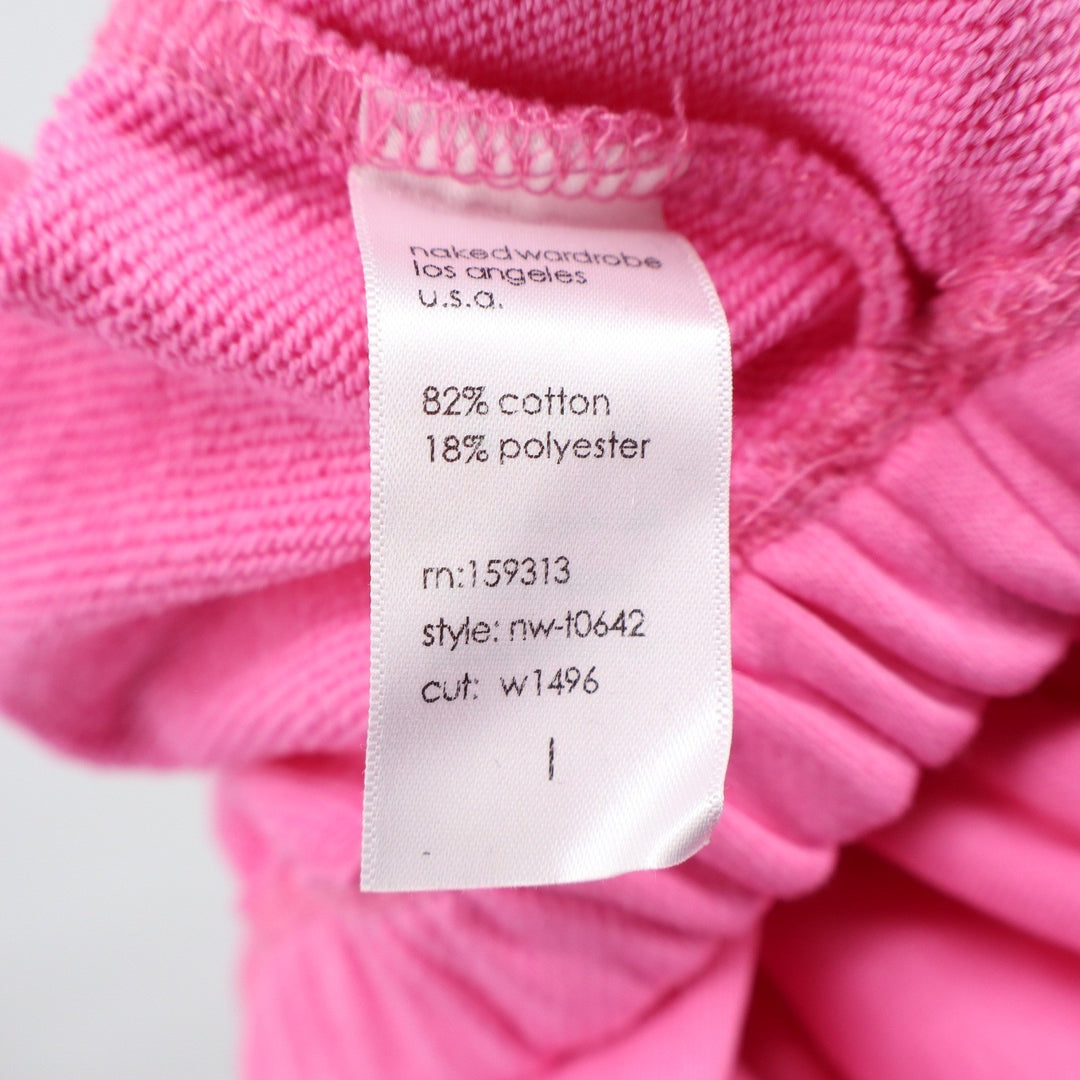 Naked Wardrobe Womens Cropped Hoodie Pink Long Sleeve Sweatshirt L