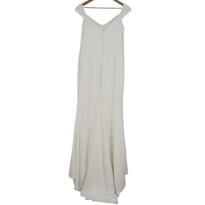 Lulus Arienne Dress Womens XL White Stretch Off-the-Shoulder Mermaid Back Zip